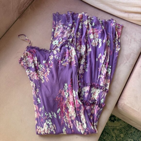 Floral Beaded Silk Maxi Dress - Picture 1 of 6